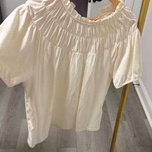 J. Crew Factory Off-White Ruffle Blouse